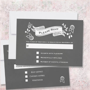 RSVP e Menu do Estilo de Chalé de Cinza de Slate