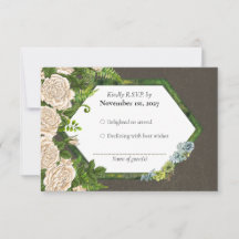 RSVP Earthy rosa fern card rustic com líquhen