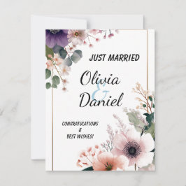 RSVP 🌸 Elegância Floral Recém-Casados – Cartão de Feli