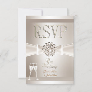 RSVP Elegante Casamento Damask Cream White Champag