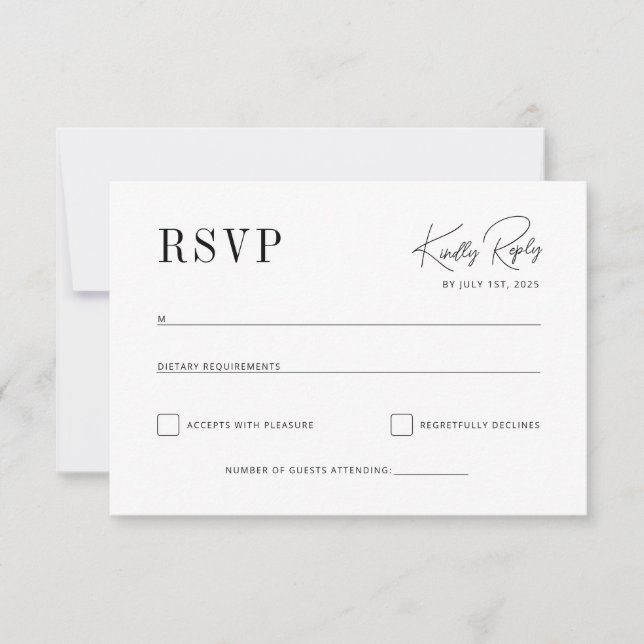 RSVP elegante clássico, bela fonte lacônica (Frente)