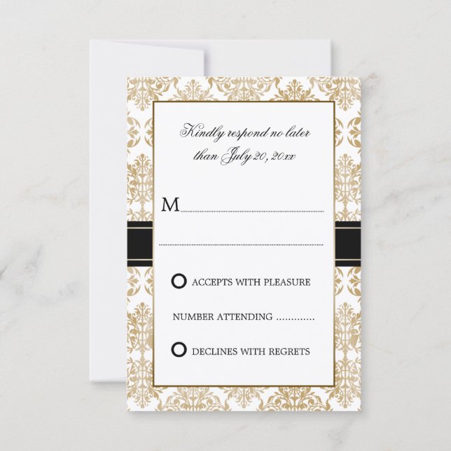 RSVP Elegante e Dourada Flourish e Damask (Verso)