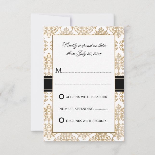 RSVP Elegante e Dourada Flourish e Damask (Verso)