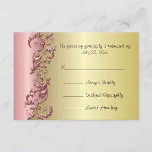 RSVP Elegante Pink Mauve e Dourado Casamento Flori