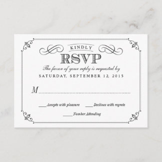 RSVP Elegante Vintage Chalkboard Stlye Wedding