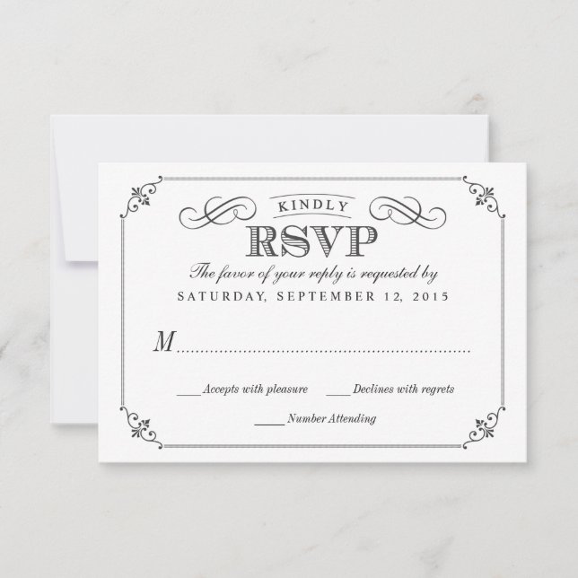 RSVP Elegante Vintage Chalkboard Stlye Wedding (Frente)