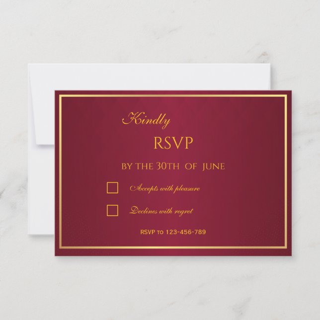 RSVP em Burgundy & Dourado Old Money (Frente)