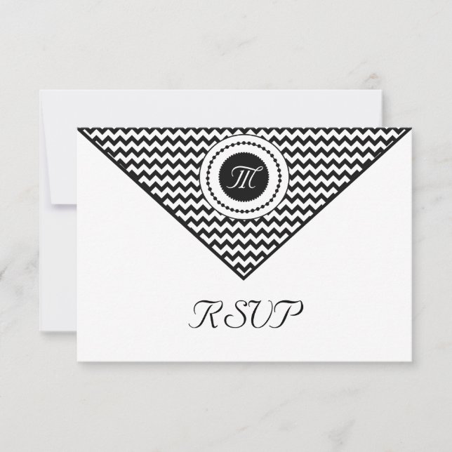 RSVP em Chevron Preto e Branco (Frente)