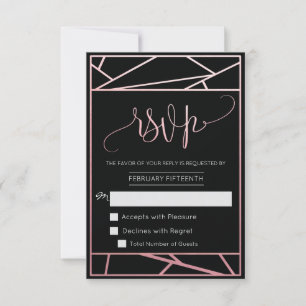 RSVP em Falso Ouro Rosa Geométrico Moderno