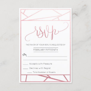 RSVP em Faux Rose Gold Geométrico Moderno