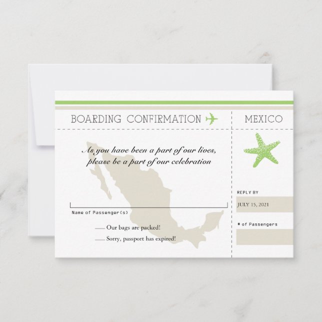 RSVP Embarcar Passagem Para O México (Frente)