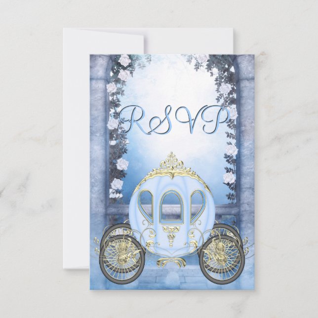 RSVP Encantada de Carruagem da Princesa Azul (Frente)