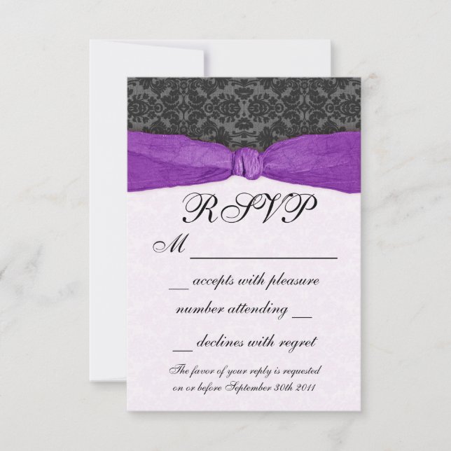 RSVP Envolto em Fita Damask - Roxo (Frente)