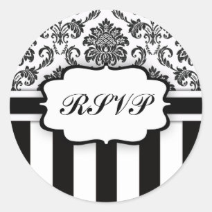 RSVP - Etiqueta preto e branco da listra do