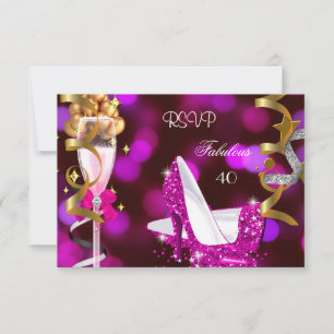 RSVP Fabuloso 40 Bolhas Rosa Quente Dourado