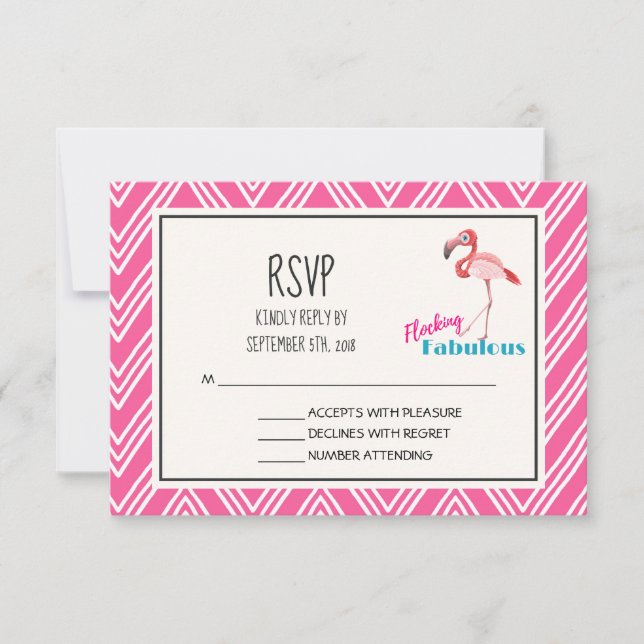 RSVP Fabuloso de Diversão Flamingo Rosa (Frente)