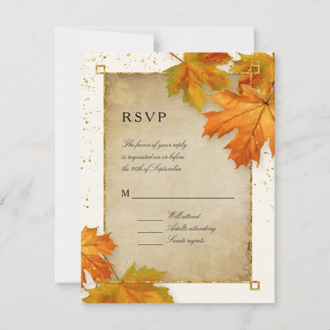 RSVP Fall Autumn Falling Deixa Casamento Elegante (Frente)