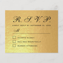 RSVP Faux Gold Foil Budget Wnb Cartão de Resposta 