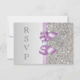RSVP Faux Prata Lantejoulas Laço Lilás