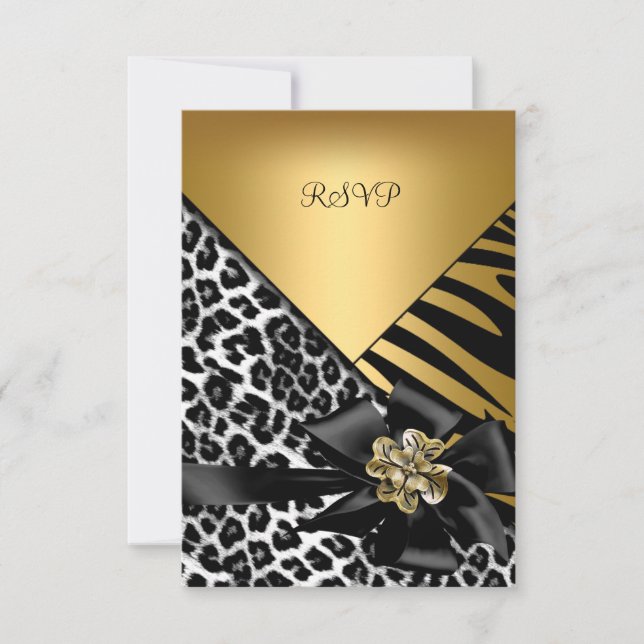 RSVP Festa de aniversário Zebra Leopard Dourado El (Frente)