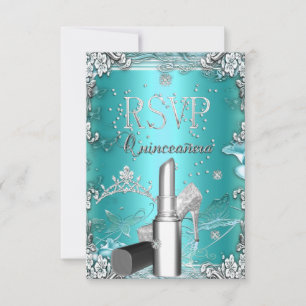 RSVP Festa de Quinceanera Tiaro Azul Lábios Sapato