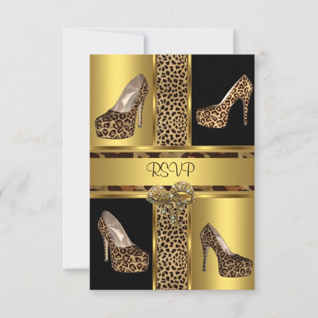 RSVP Festa Salto Alto Sapato Leopardo Dourado (Frente)