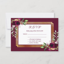 RSVP florais de casamento burgundy boho