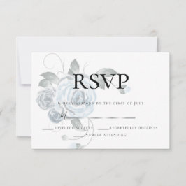 RSVP | Floral Aquarela Azul Poeirento Casamento Pr