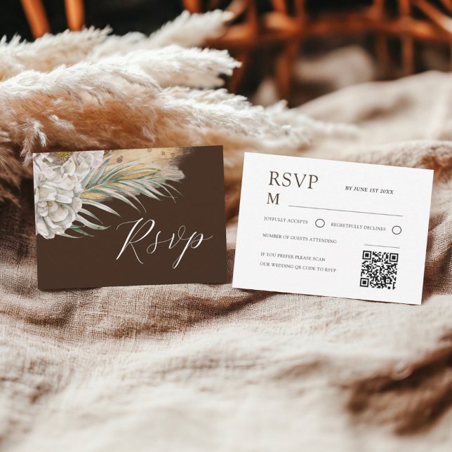 RSVP Floral Aquarela Marrom Escuro Rústico (Criador carregado)