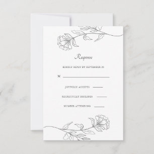 Rsvp Floral Branco e Preto Moderno