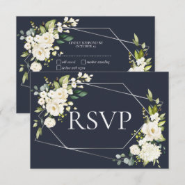 RSVP Floral Branco Geométrico Azul
