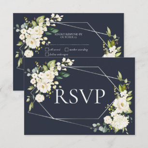 RSVP Floral Branco Geométrico Azul