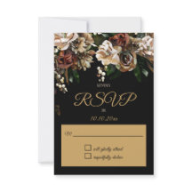 RSVP Floral da Magnolia Dourada e Negra