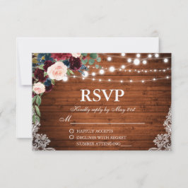 RSVP Floral de Azul de Madeira de Casamento Russo