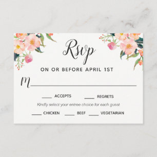RSVP Floral de Boho Watercolor com Seleções de Ent