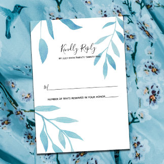 RSVP Floral de Cor Azul Moderna