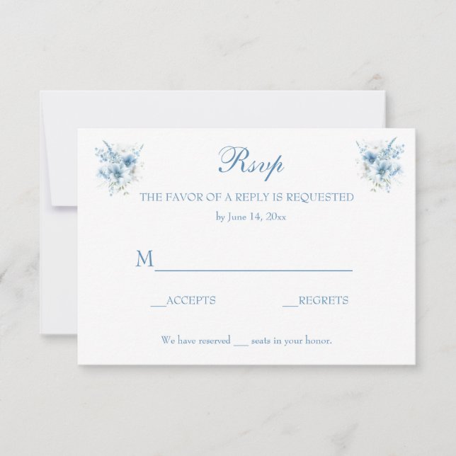 RSVP Floral de Cor da Água Azul (Frente)