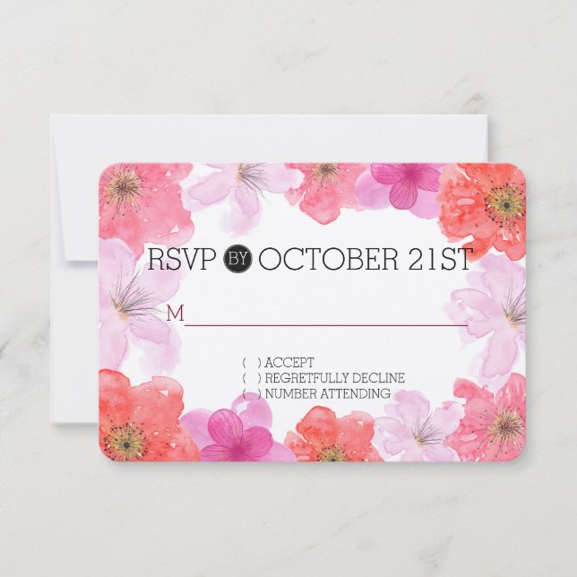 RSVP Floral de Cor de Água Rosa bonito (Frente)