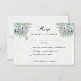 RSVP Floral de Lavanda Verde MInt Lace Branco