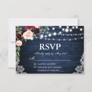 RSVP Floral de Madeira Azul Burgundy
