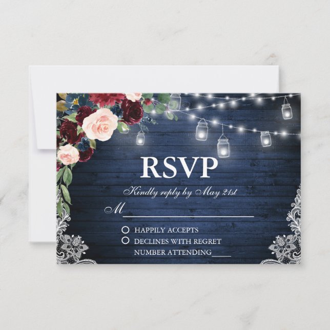 RSVP Floral de Madeira de Casamento Russo Jars Blu (Frente)