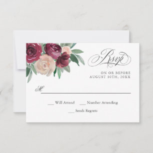 RSVP Floral de Marsala e Pink Watercolor