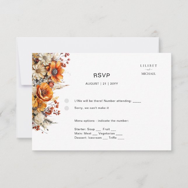 RSVP FLORAL DE QUEDA | FLORES DE LARANJA | CASAMEN (Frente)