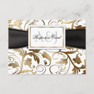 RSVP Floral Dourada com Arco Preto
