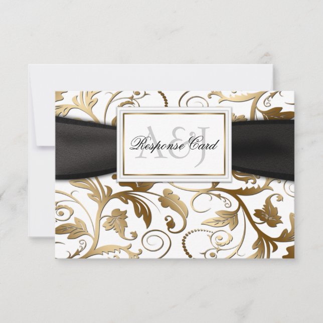 RSVP Floral Dourada com Arco Preto (Frente)