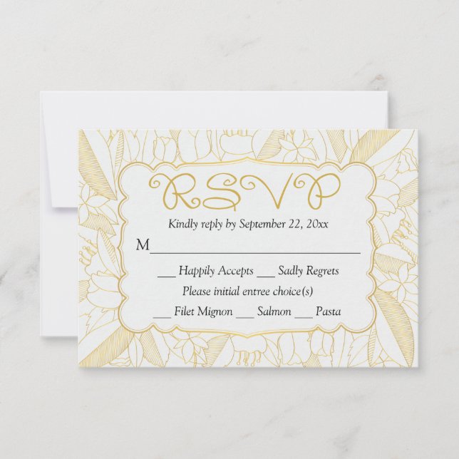 RSVP Floral Dourado & White Leaves & Fllowers - Me (Frente)