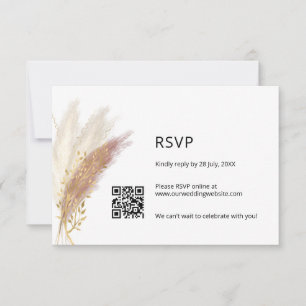 RSVP Floral Elegante com código QR Pampas Rosa Dus
