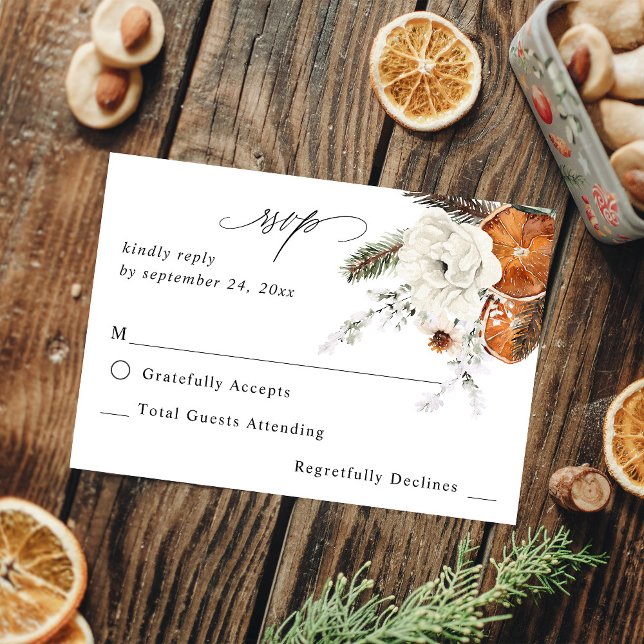 RSVP Floral Laranja e Branco sem Refeição (Criador carregado)