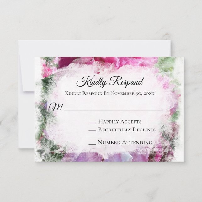 *~* RSVP Floral PEONY AR1 RSVP de Casamento (Frente)