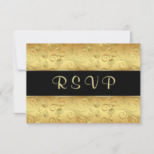RSVP floral preto dourado